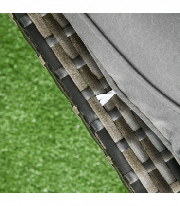 Outsunny Rattan Garden Furniture Sofa Set, 2 Armchairs 2 Footstools Table Grey