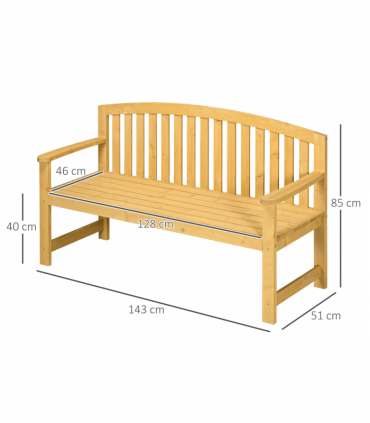 2 Person Garden Bench Wooden Outdoor Furniture with Armrest Orange