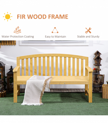 2 Person Garden Bench Wooden Outdoor Furniture with Armrest Orange