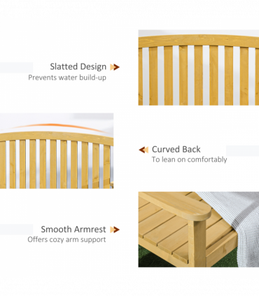 2 Person Garden Bench Wooden Outdoor Furniture with Armrest Orange