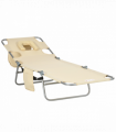 Patio Foldable Sun Lounger 5 Level Adjustable Reclining Chair Beige