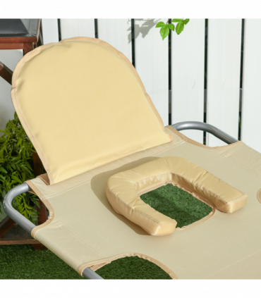 Patio Foldable Sun Lounger 5 Level Adjustable Reclining Chair Beige