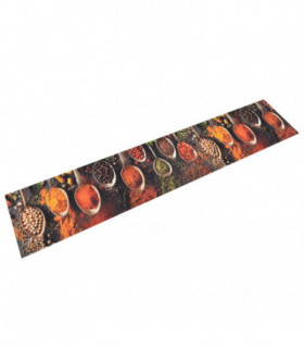 vidaXL Kitchen Rug Washable Spoon & Spices 60x300 cm Velvet