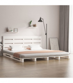 vidaXL Bed Frame White 120x190 cm Small Double Solid Wood Pine
