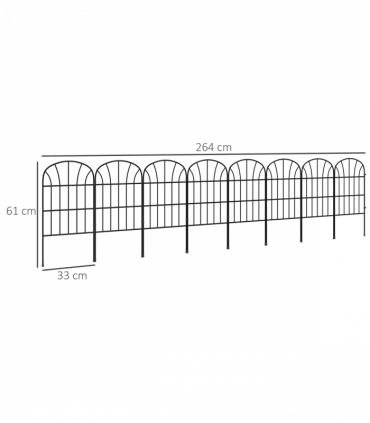 Outsunny 8PCs Decorative Garden Fencing 24in x 8.7ft Metal Border Edging