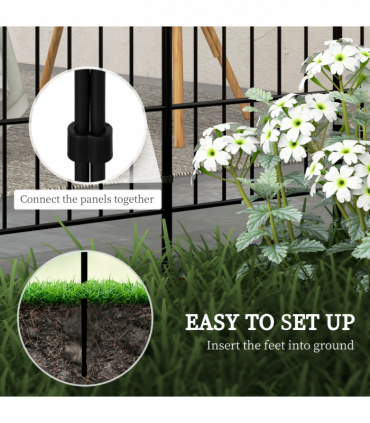Outsunny 8PCs Decorative Garden Fencing 24in x 8.7ft Metal Border Edging