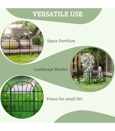 Outsunny 8PCs Decorative Garden Fencing 24in x 8.7ft Metal Border Edging