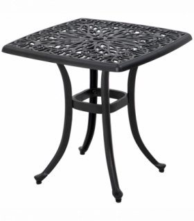 Outsunny Cast Aluminium Bistro Table with Umbrella Hole for Poolside, Black