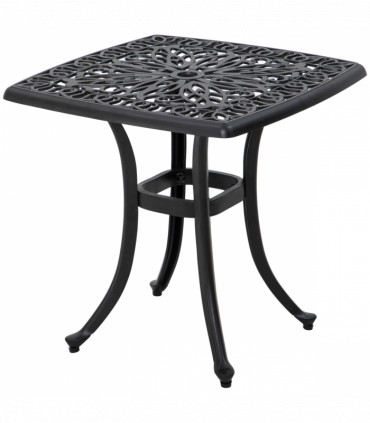 Outsunny Cast Aluminium Bistro Table with Umbrella Hole for Poolside, Black