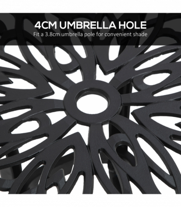 Outsunny Cast Aluminium Bistro Table with Umbrella Hole for Poolside, Black