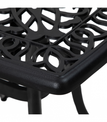 Outsunny Cast Aluminium Bistro Table with Umbrella Hole for Poolside, Black