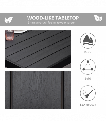 Outsunny Garden Dining Table for 8, Aluminium Frame for Patio, Lawn, Black