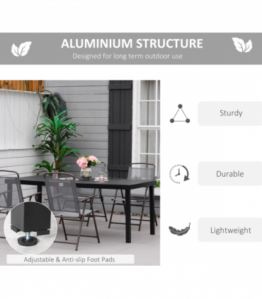 Outsunny Garden Dining Table for 8, Aluminium Frame for Patio, Lawn, Black