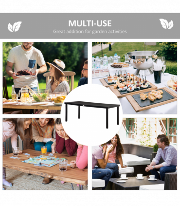 Outsunny Garden Dining Table for 8, Aluminium Frame for Patio, Lawn, Black