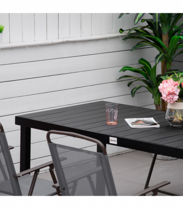 Outsunny Garden Dining Table for 8, Aluminium Frame for Patio, Lawn, Black