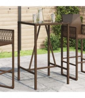 vidaXL Outdoor Bar Table Brown 70x70x110 cm Poly Rattan