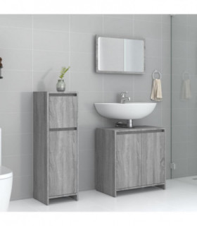 vidaXL 3 Piece Bathroom Furniture Set Grey Sonoma Engineered Wood