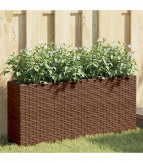 vidaXL Garden Planter with 2 Pots Brown 90x20x40 cm Poly Rattan