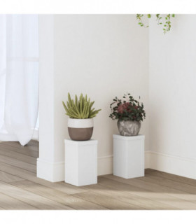 vidaXL Plant Stands 2 pcs White 10x10x18 cm Engineered Wood
