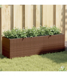 vidaXL Garden Planter with 3 Pots Brown 105x30x32 cm Poly Rattan