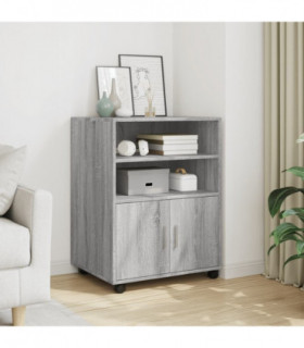 vidaXL Rolling Cabinet Grey Sonoma 60x48x81 cm Engineered Wood