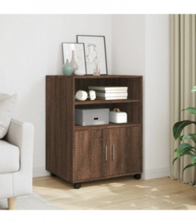 vidaXL Rolling Cabinet Brown Oak 60x48x81 cm Engineered Wood