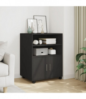 vidaXL Rolling Cabinet Black 60x48x81 cm Engineered Wood
