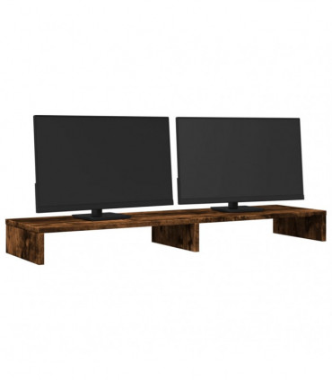 vidaXL Monitor Stand Smoked Oak 100x27x10 cm Engineered Wood