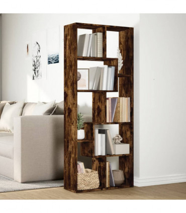 vidaXL Room Divider Bookcase Smoked Oak 67x25x161.5 cm Engineered Wood