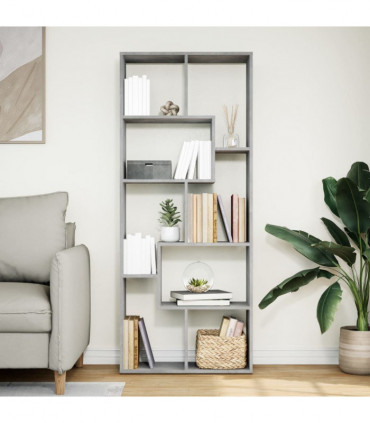 vidaXL Room Divider Bookcase Concrete Grey 67x25x161.5 cm Engineered Wood
