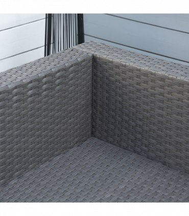 10 Pcs Rattan Sofa Set-Grey/Dusty Blue Cushion