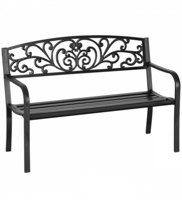 2-Seater Garden Bench, Steel-Black