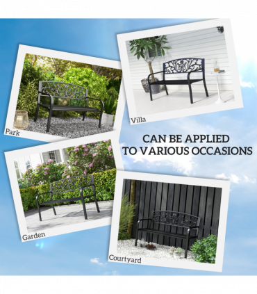 2-Seater Garden Bench, Steel-Black