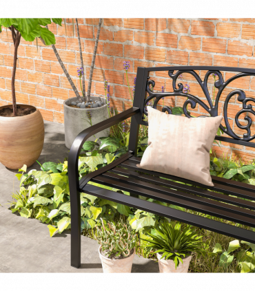 2-Seater Garden Bench, Steel-Black