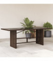 vidaXL Garden Table with Glass Top Brown 190x80x75 cm Poly Rattan
