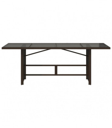 vidaXL Garden Table with Glass Top Brown 190x80x75 cm Poly Rattan
