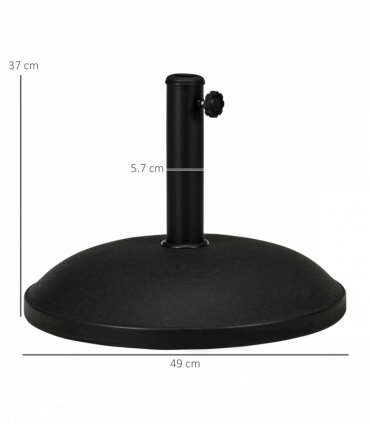 Umbrella Base-Black 50 x 37cm 25kg Round Cement Steel Plastic Stand