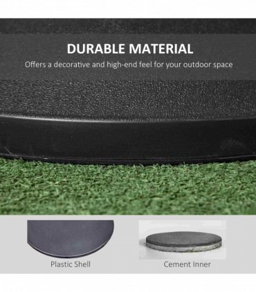 Umbrella Base-Black 50 x 37cm 25kg Round Cement Steel Plastic Stand