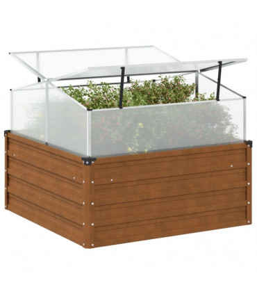 vidaXL Garden Planter with Green House Weathering Steel