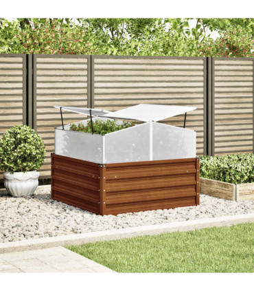 vidaXL Garden Planter with Green House Weathering Steel