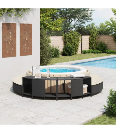 vidaXL Storage Shelves for Hot Tub 2 pcs Black Poly Rattan