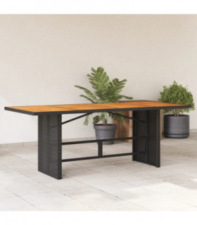 vidaXL Garden Table with Acacia Wood Top Black 190x80x75 cm Poly Rattan