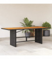vidaXL Garden Table with Acacia Wood Top Black 190x80x75 cm Poly Rattan
