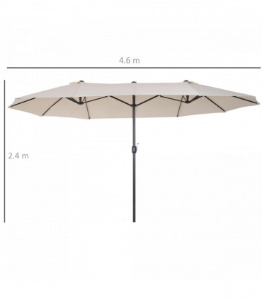 Garden Umbrella 4.6m Double-Sided Beige Metal Parasol Sun Umbrella