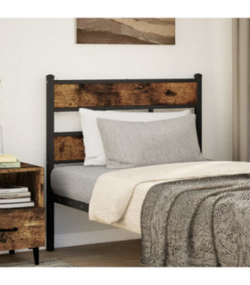vidaXL Headboard Smoked Oak 90 cm Iron and Engineered Wood