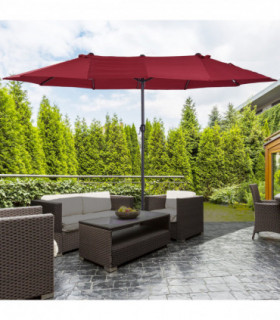 4.6m Double-Sided Patio Parasol Sun Umbrella-Wine Red