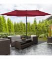 4.6m Double-Sided Patio Parasol Sun Umbrella-Wine Red