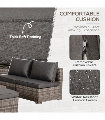  6-Seater Sofa & Coffee Table Rattan Outdoor Garden Furniture Set Grey