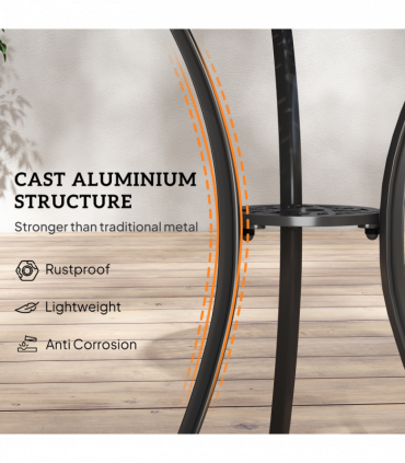 Cast Aluminium 2-Seater Outdoor Garden Table & Chair Set Brown