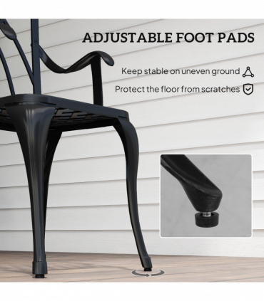 Cast Aluminium 2-Seater Outdoor Garden Table & Chair Set Brown